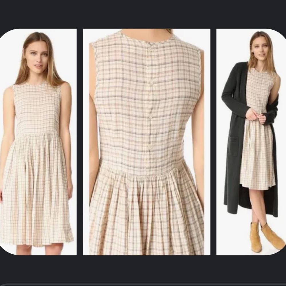 THE GREAT. Prairie Old Havana Plaid Dress Size 1 (Size Small) Sleeveless